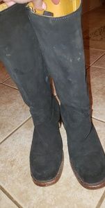 Frye calf high suede black boots